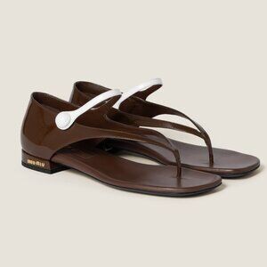 BNIB Miu Miu Bicolor Leather Mary Jane Thong Leather Sandals